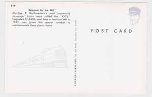 Chicago and Northwestern #400 EMD F7 Passenger Train Locomotive Postcard - TulipStuff