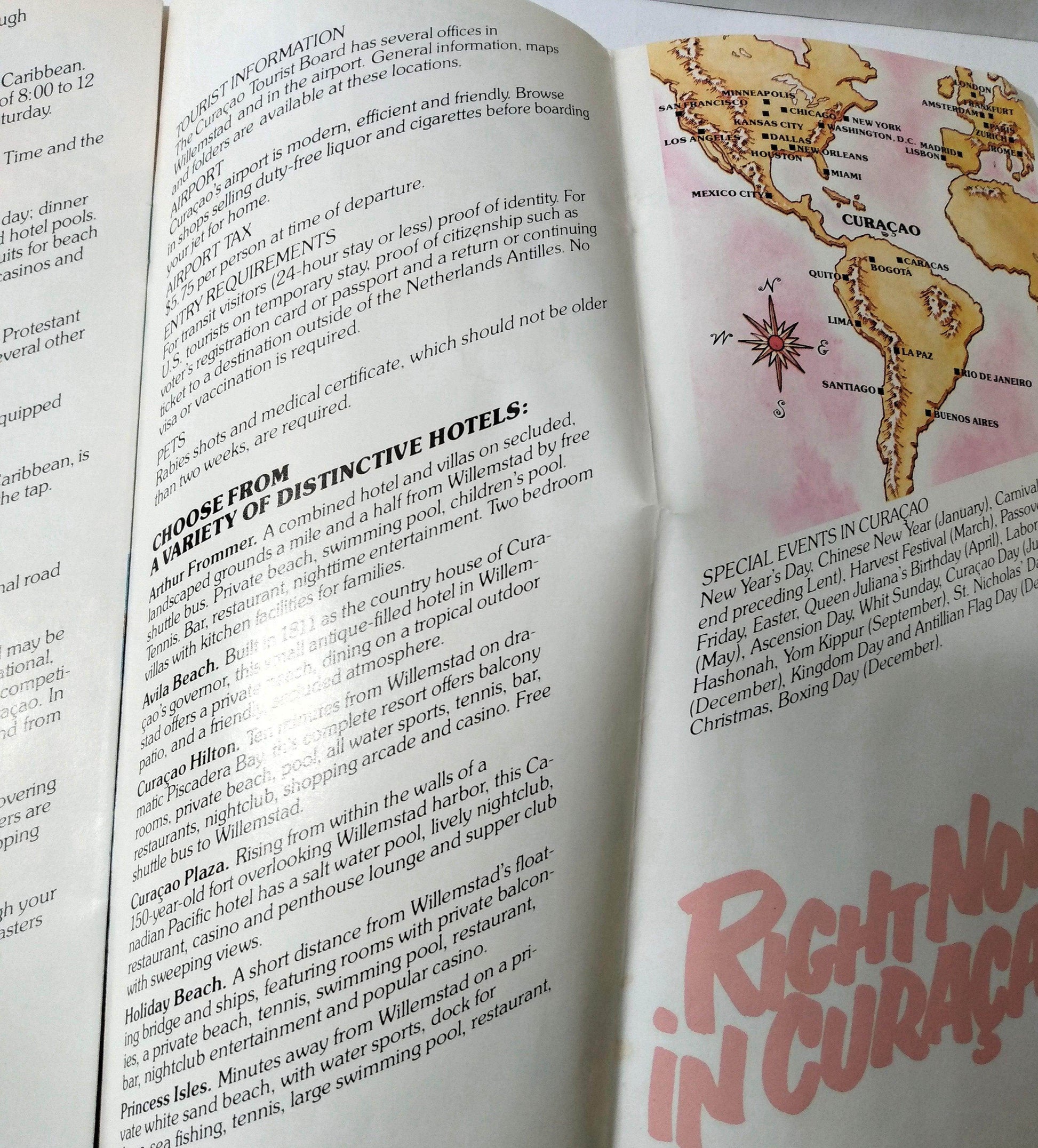 Right Now In Curacao Willemstad Caribbean 1980 Travel Brochure - TulipStuff