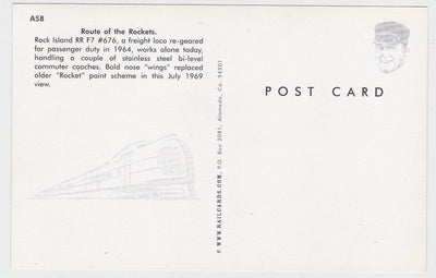 Rock Island Railroad Commuter Train EMD F7 Locomotive Postcard - TulipStuff