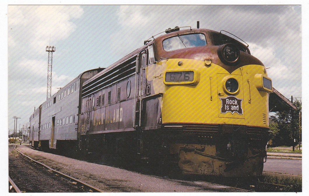 Rock Island Railroad Commuter Train EMD F7 Locomotive Postcard - TulipStuff