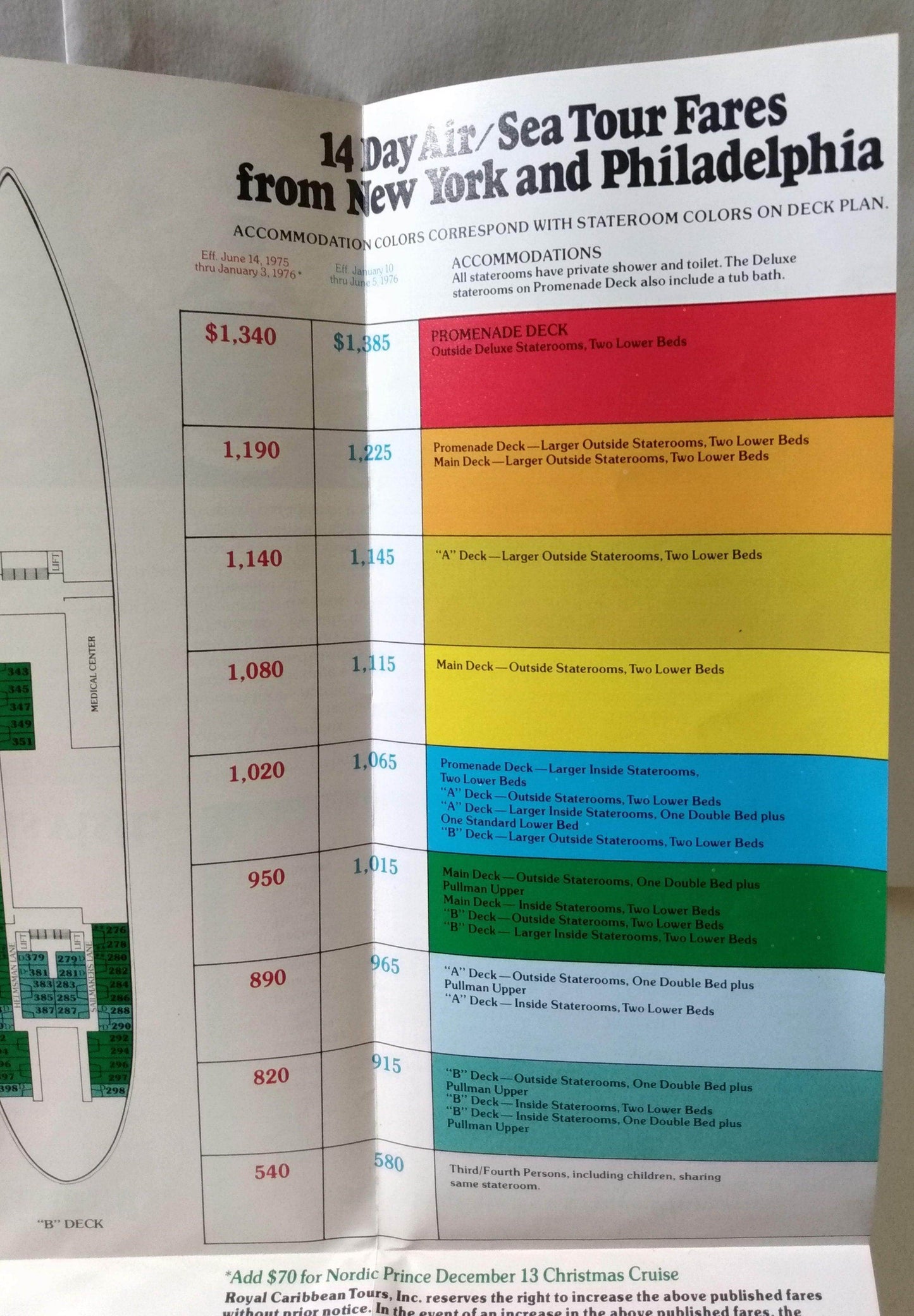 Royal Caribbean Cruise Line 1975-76 Sun Viking Nordic Prince Brochure - TulipStuff