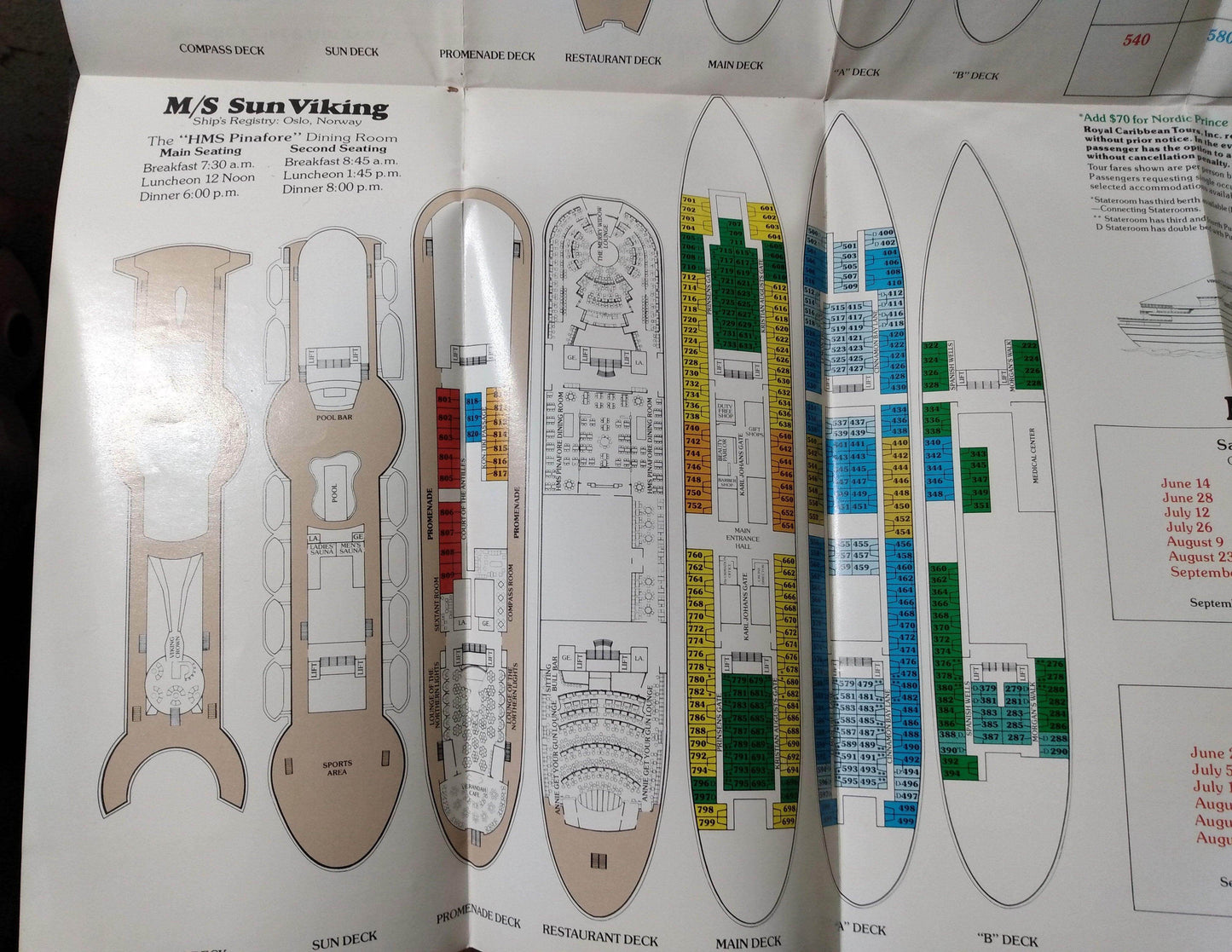 Royal Caribbean Cruise Line 1975-76 Sun Viking Nordic Prince Brochure - TulipStuff