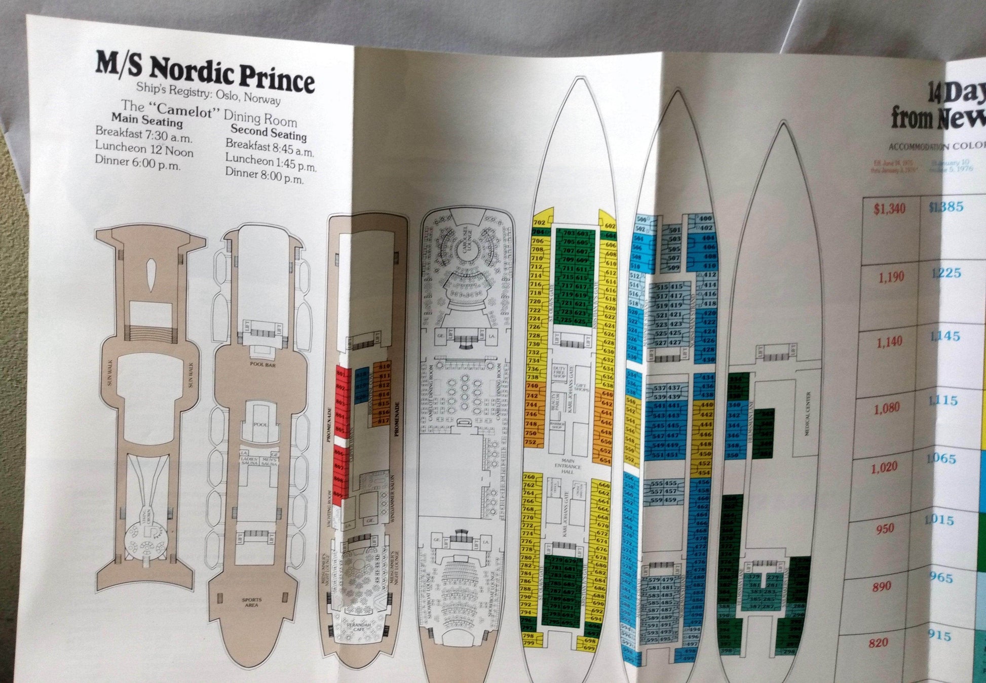 Royal Caribbean Cruise Line 1975-76 Sun Viking Nordic Prince Brochure - TulipStuff