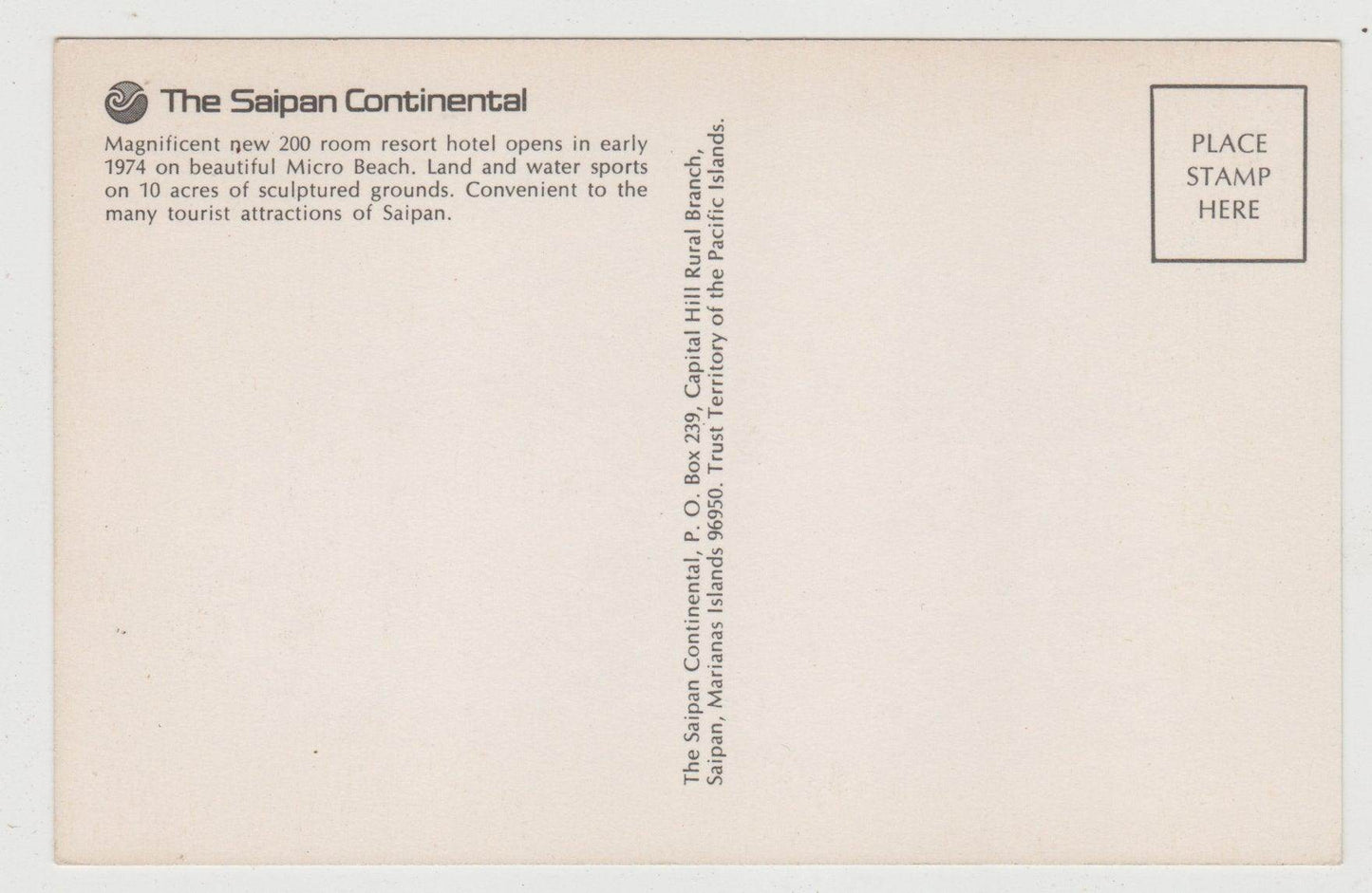 Micro Beach Saipan Continental Hotel Northern Mariana Islands 1974 - TulipStuff