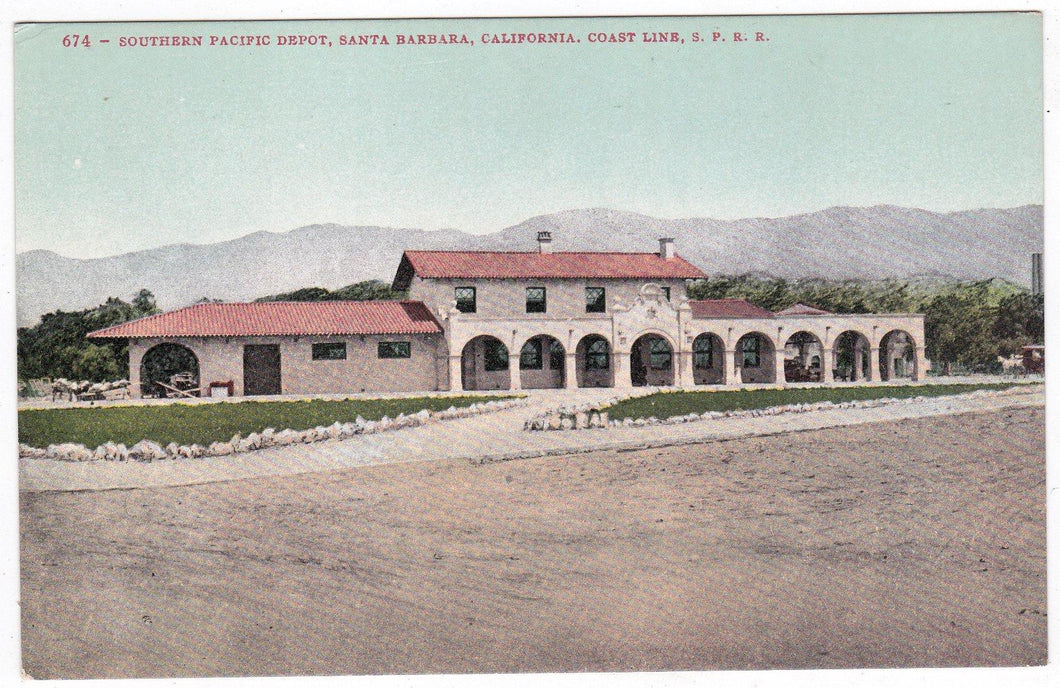 Southern Pacific Railroad Depot Santa Barbara California 1910 - TulipStuff