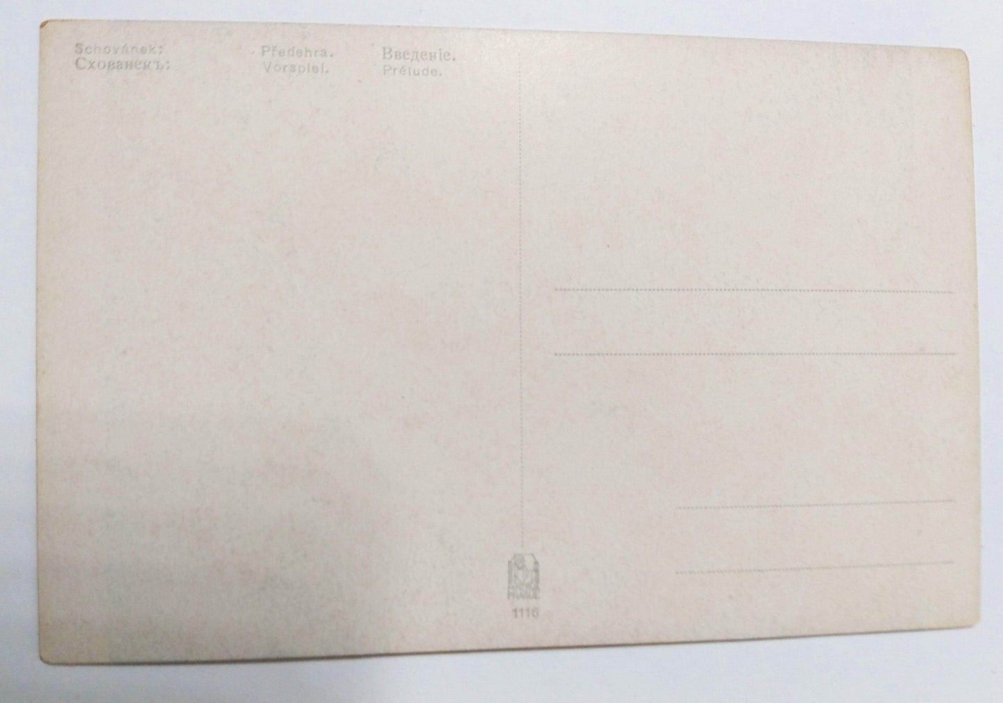 Schovanek Predehra Vorspiel Prelude Art Postcard Minerva Prague 1910's - TulipStuff