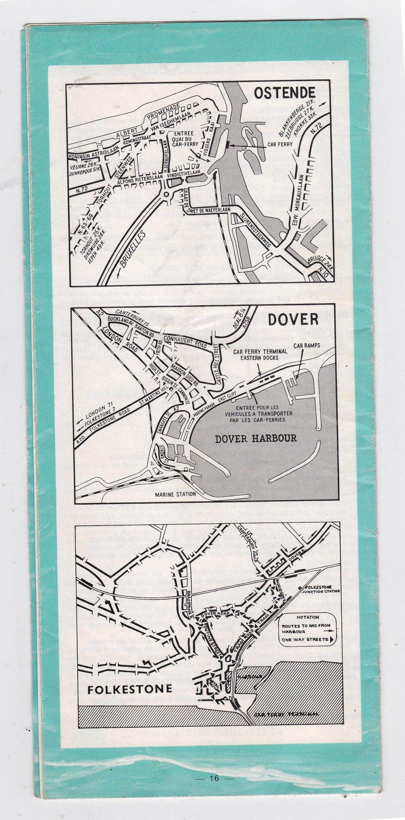 Sealink 1972 Car Ferry Schedule Dover Ostende Harwich Folkestone French - TulipStuff