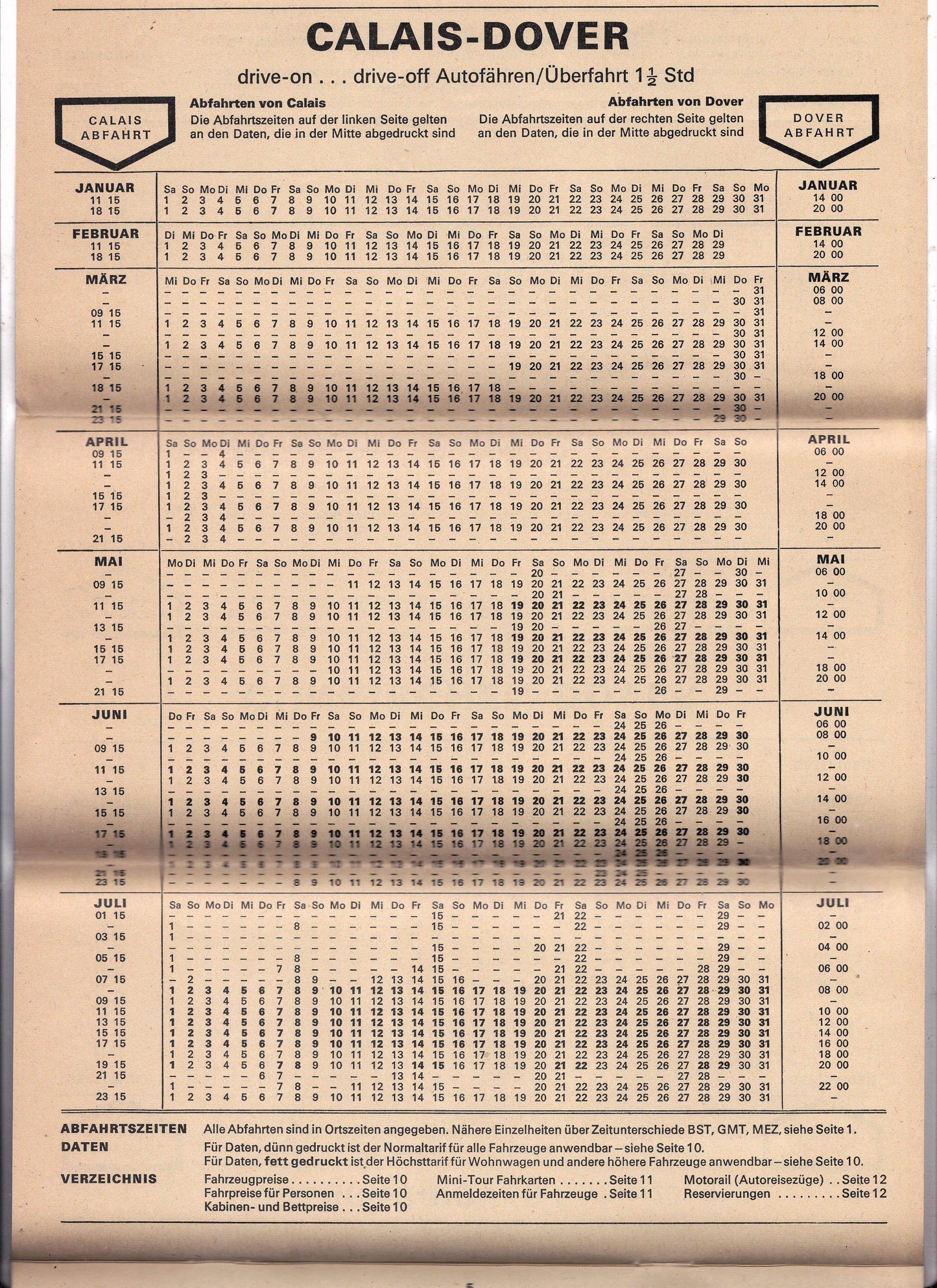 Sealink 1972 Car Ferry Autobahn Nach England Schedules German Brochure - TulipStuff