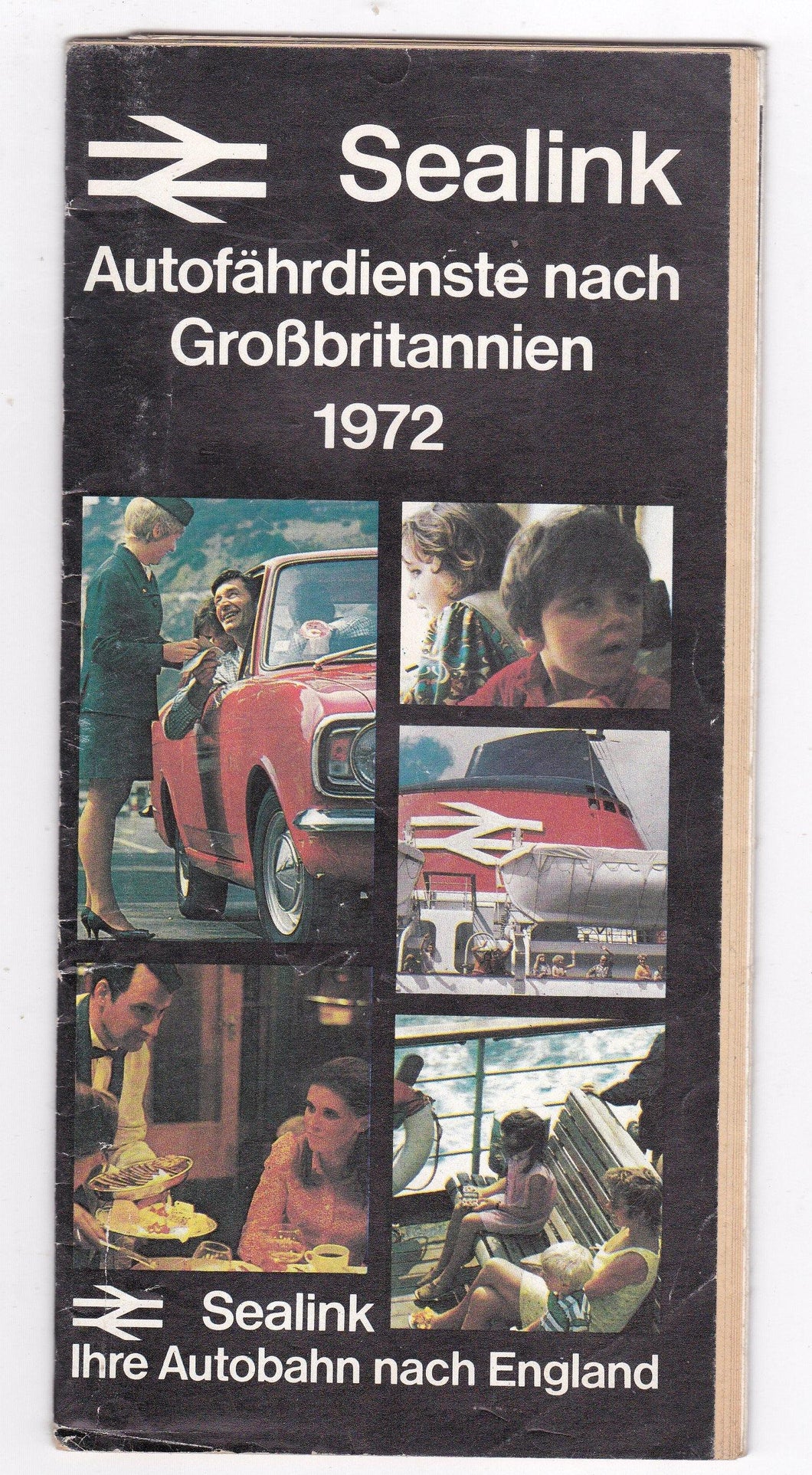 Sealink 1972 Car Ferry Autobahn Nach England Schedules German Brochure - TulipStuff