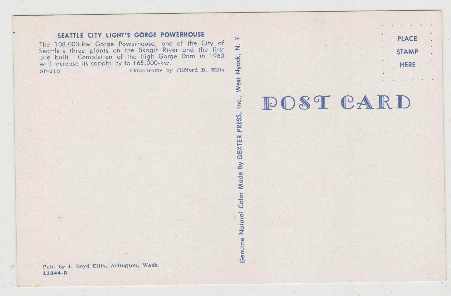 Seattle City Light's Gorge Powerhouse Skagit River Washington 1960 - TulipStuff