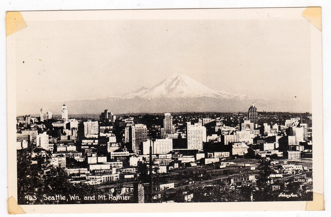 Seattle Washington Mt Rainier 1940's Real Photo Postcard - TulipStuff