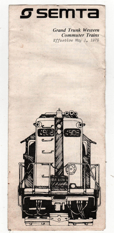 SEMTA Grand Trunk Commuter Trains Schedule Detroit Pontiac 1975 - TulipStuff
