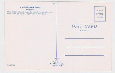 Singapore China-town Street Scene Late 1950's Early 1960's Postcard - TulipStuff