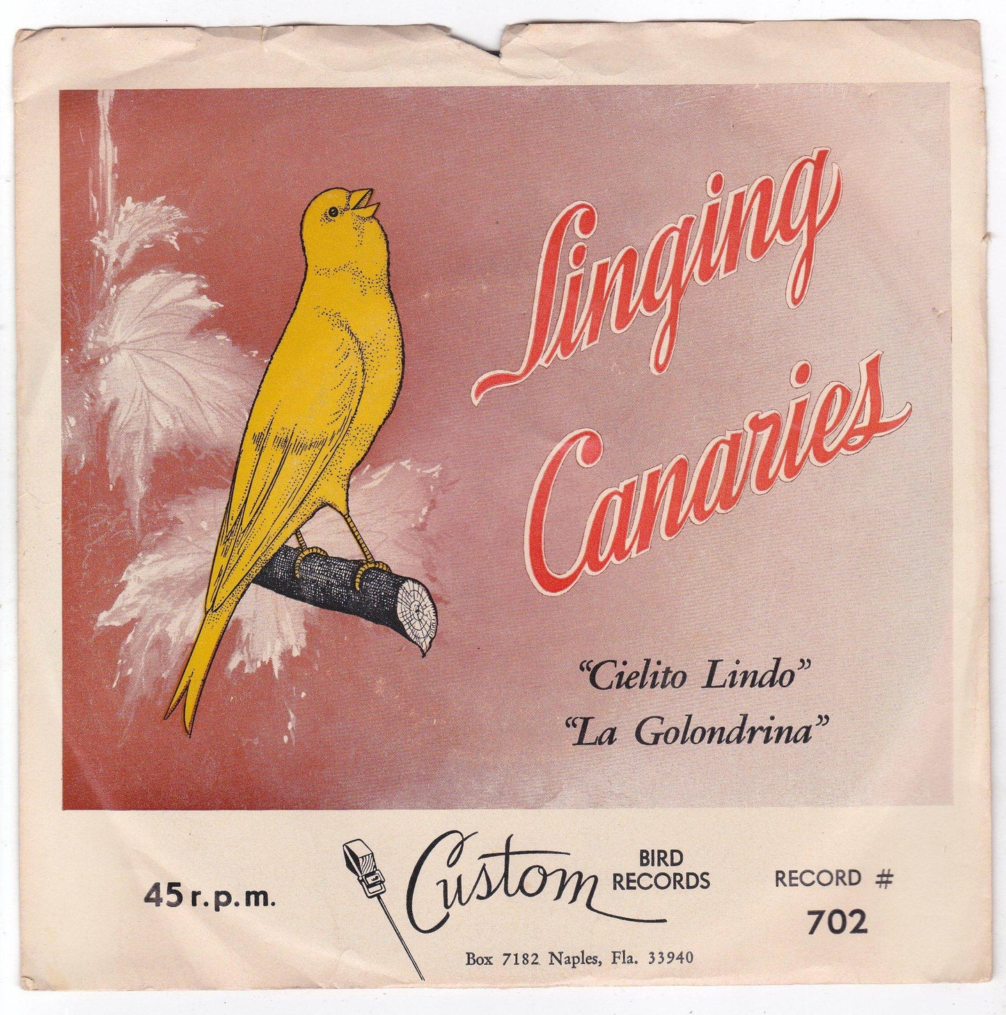 Parker Singing Canaries Cielito Lindo / La Golondrina 7" Vinyl 1954 - TulipStuff
