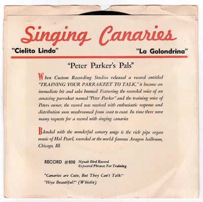 Parker Singing Canaries Cielito Lindo / La Golondrina 7" Vinyl 1954 - TulipStuff