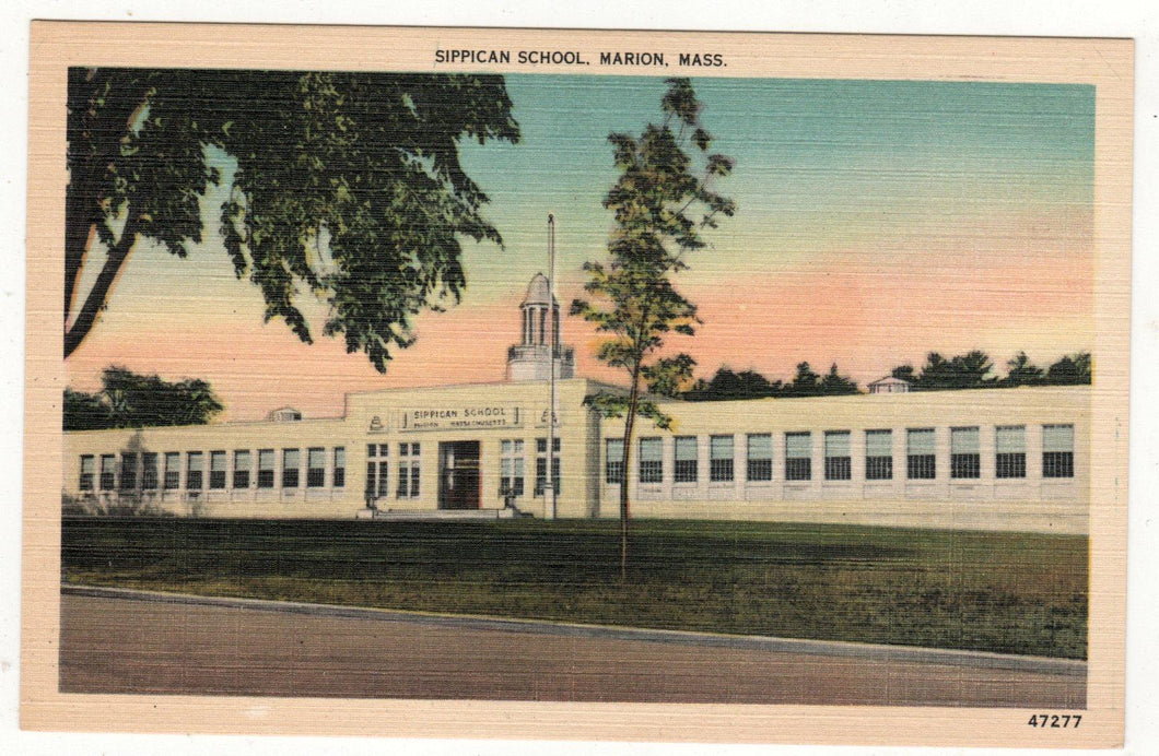 Sippican School Marion Massachusetts 1940's Linen Postcard - TulipStuff