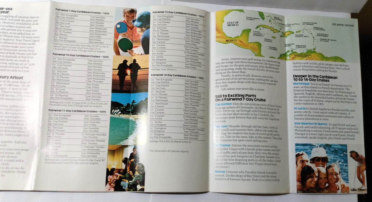 Sitmar Delta 1975 Air/Sea 7-14 Day Caribbean Cruises tss Fairwind - TulipStuff