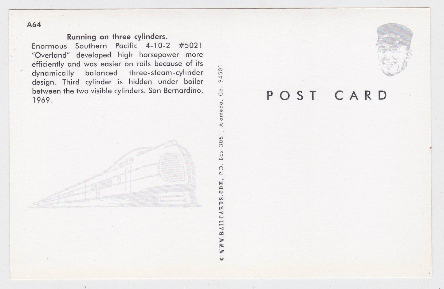 Southern Pacific Overland 4-10-2 Steam Locomotive San Bernardino 1969 - TulipStuff