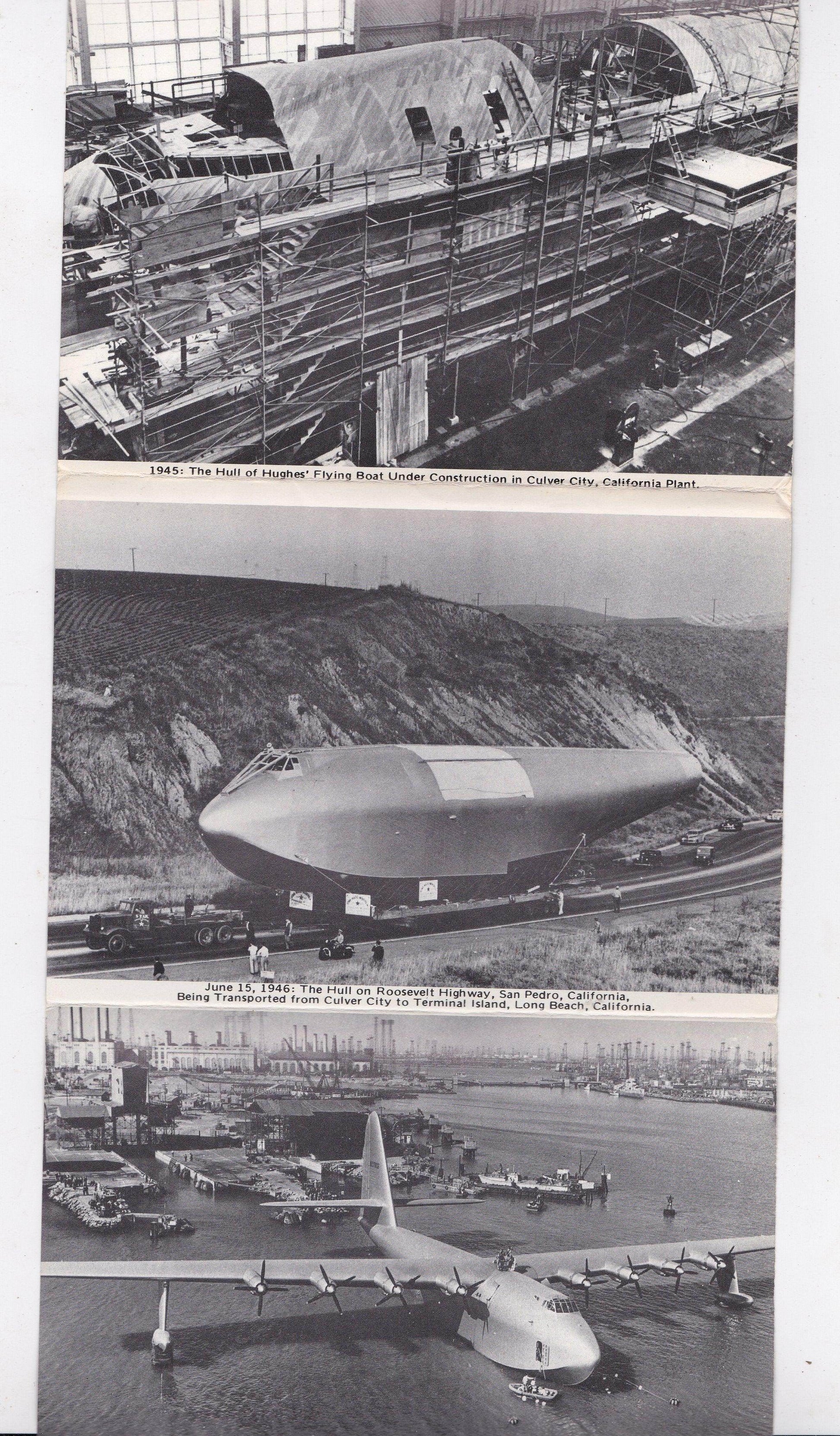 Spruce Goose Hughes Flying Boat Long Beach CA 14 View Pictorial Folder - TulipStuff