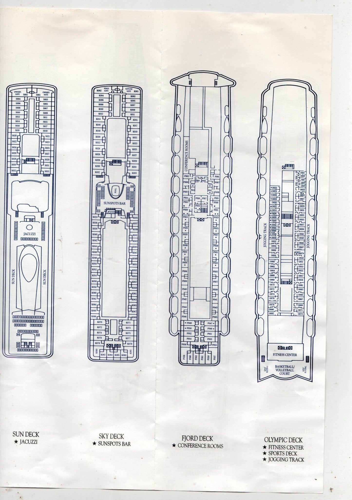 Norwegian Cruise Line ss Norway Directory Deck Plans 1990's - TulipStuff