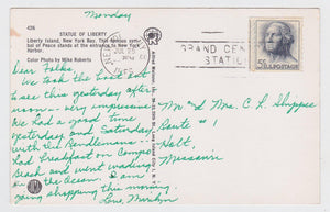 Statue of Liberty New York Harbor NYC Mid 1960's Postcard - TulipStuff