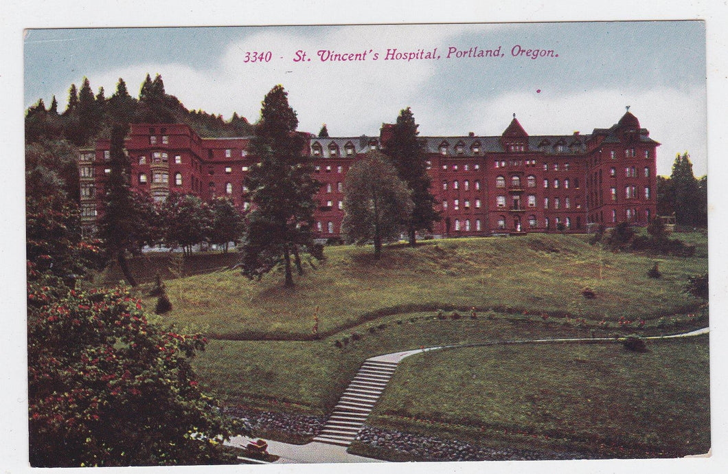 St Vincent's Hospital Portland Oregon 1900's Postcard - TulipStuff
