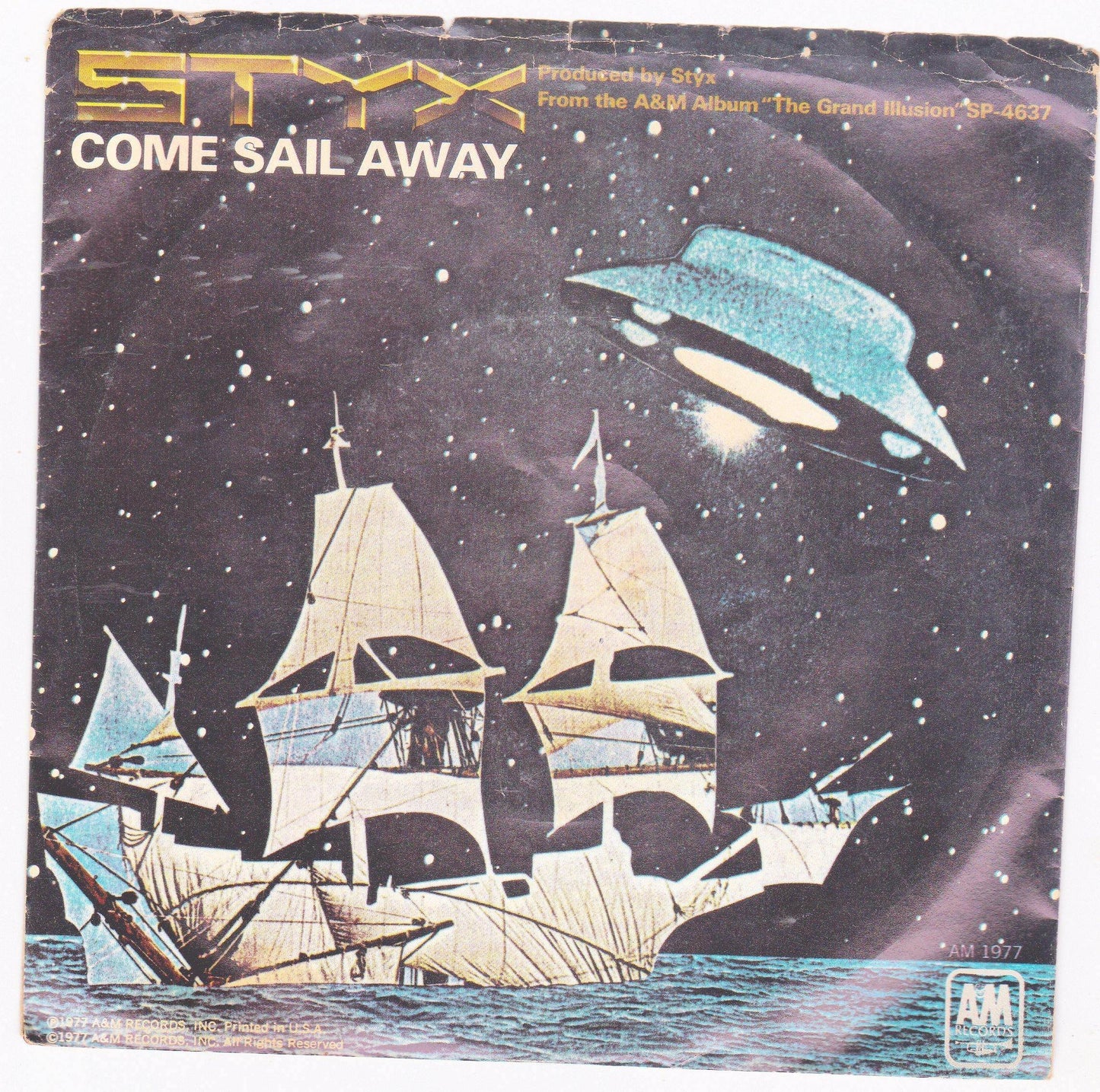 Styx Come Sail Away b/w Put Me On 7" Vinyl Record 1977 - TulipStuff