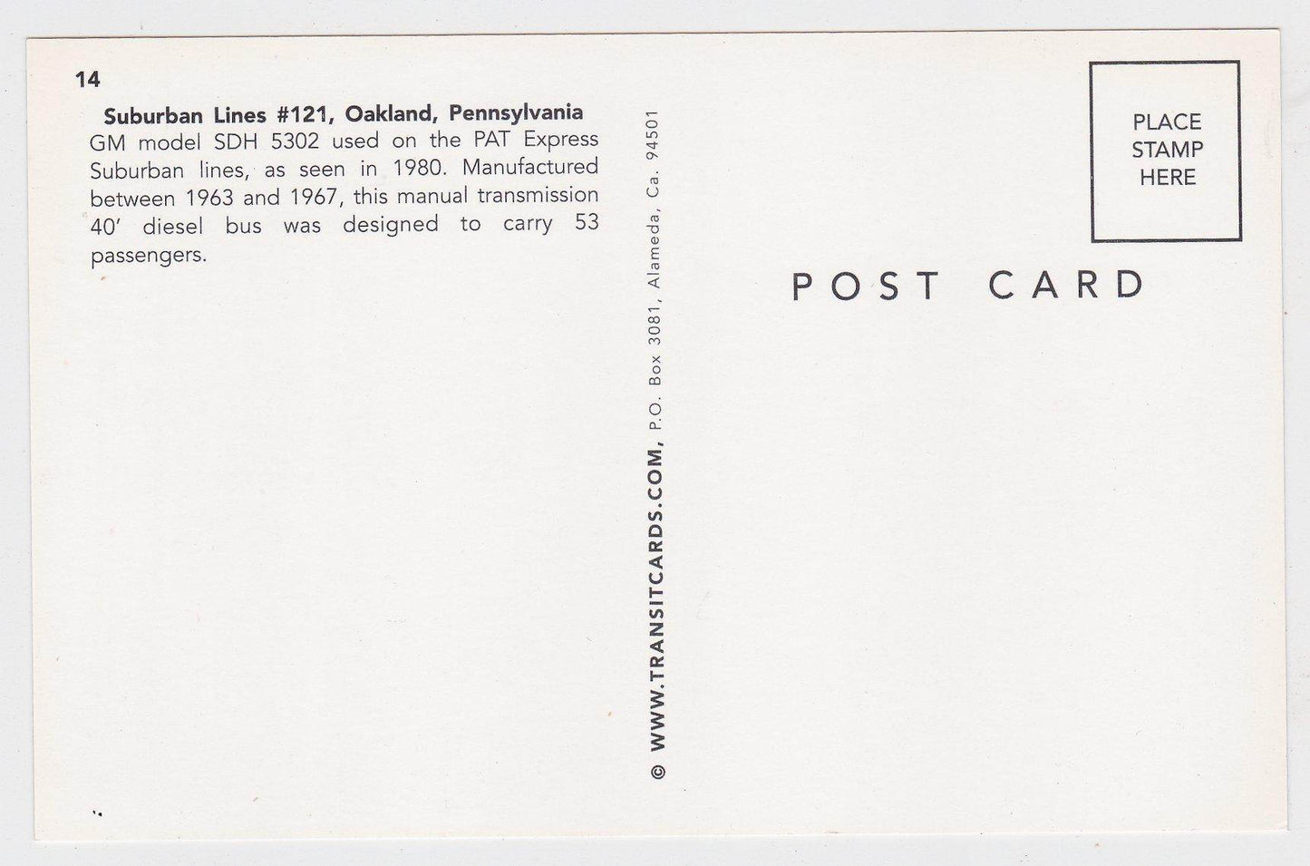 Suburban Lines GM SDH 5302 Bus Oakland Pennsylvania 1980 - TulipStuff