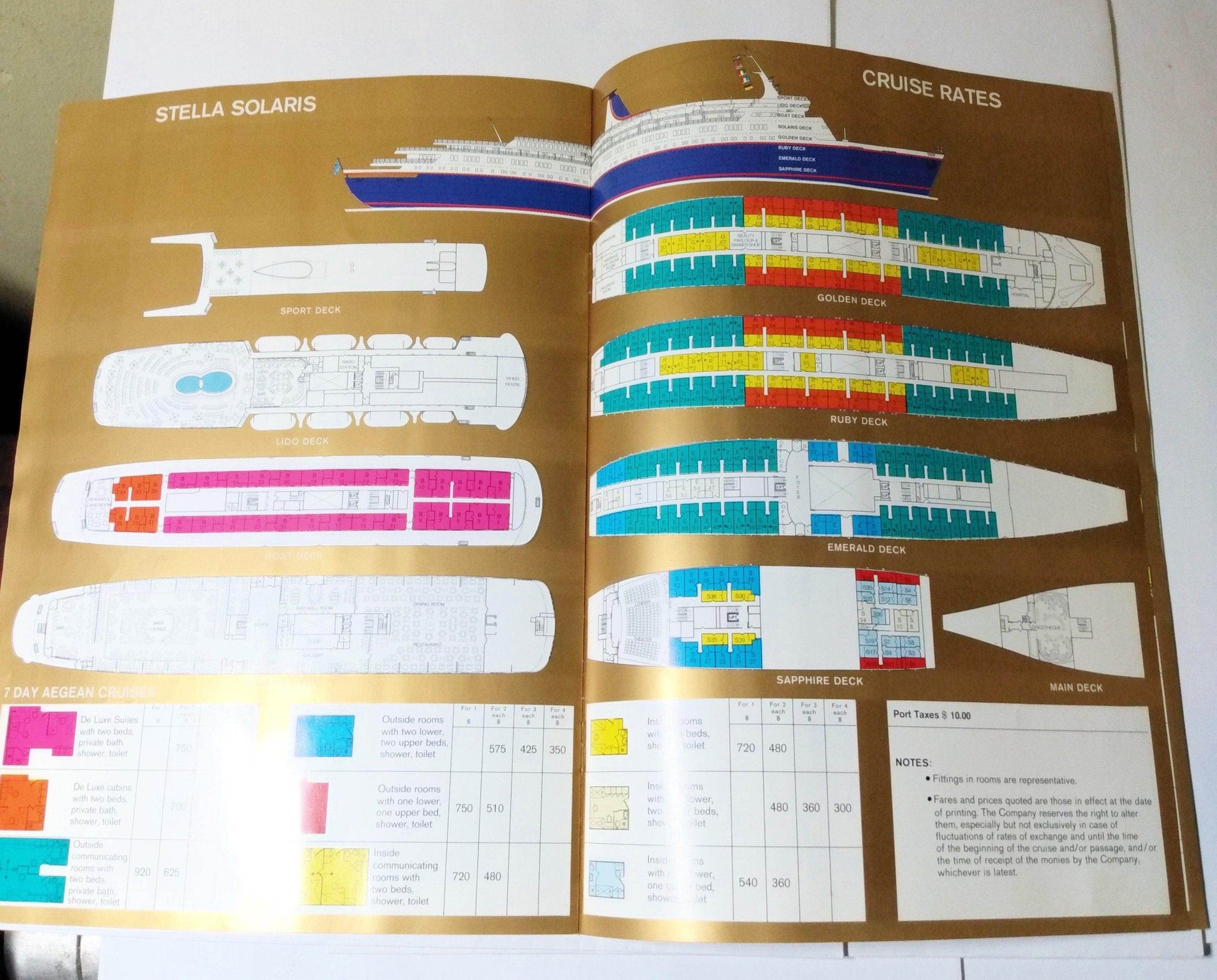 Sun Line 1977 Greek Isles Cruise Brochure Stella Solaris Maris Oceanis - TulipStuff