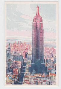 Empire State Building Lower Manhattan Sunrise New York City 1950's Postcard - TulipStuff