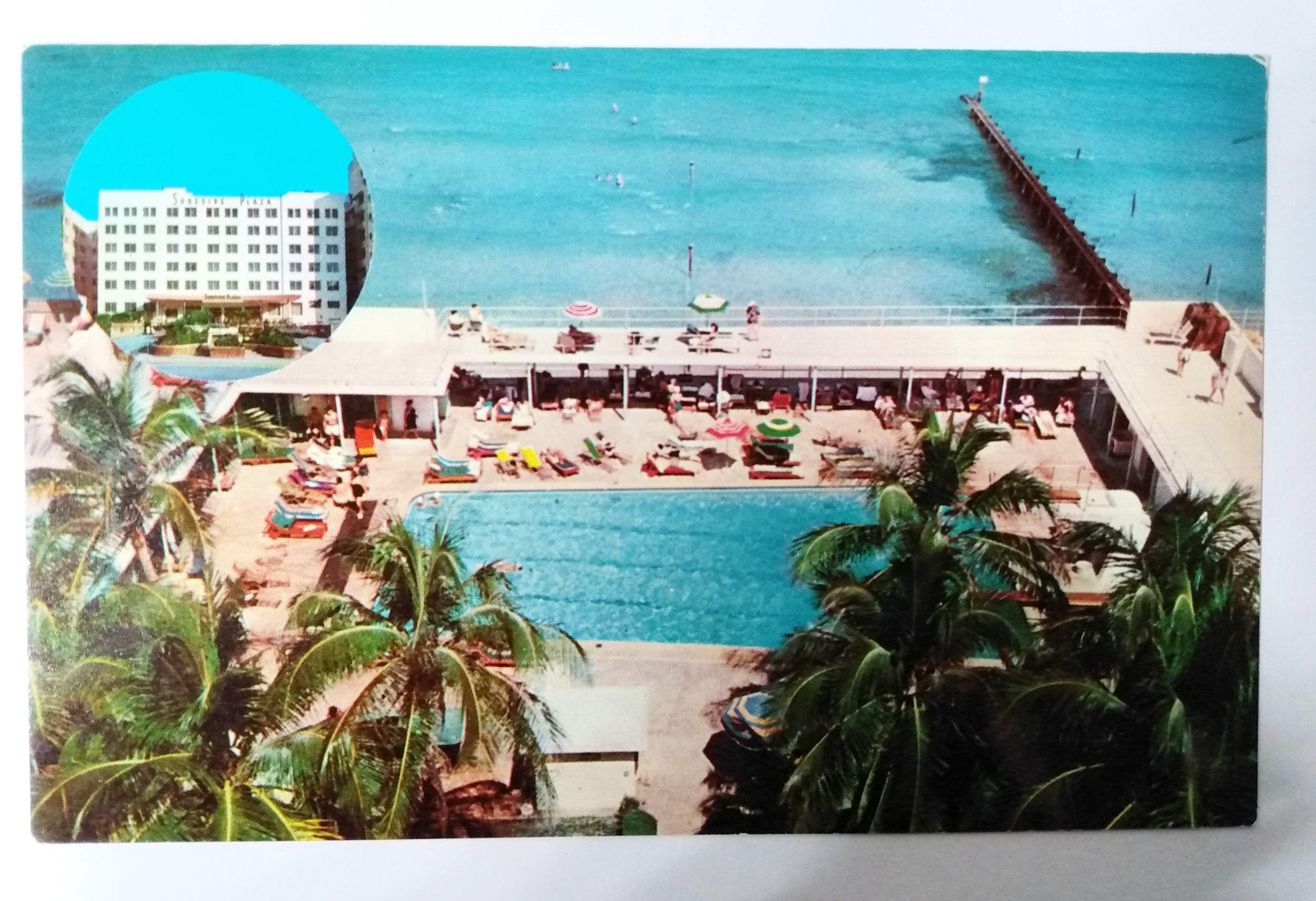 Surfside Plaza Hotel Pool Ocean at 25th Miami Beach Florida 1950's ...