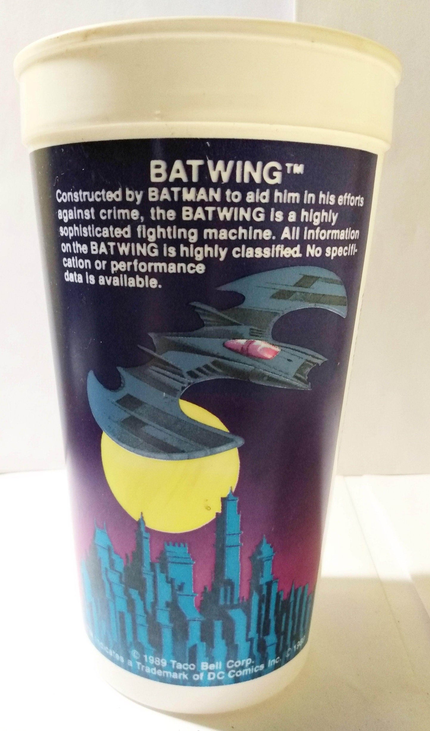 Taco Bell Batman Batwing 32 Oz Promo Plastic Cup 1989 - TulipStuff