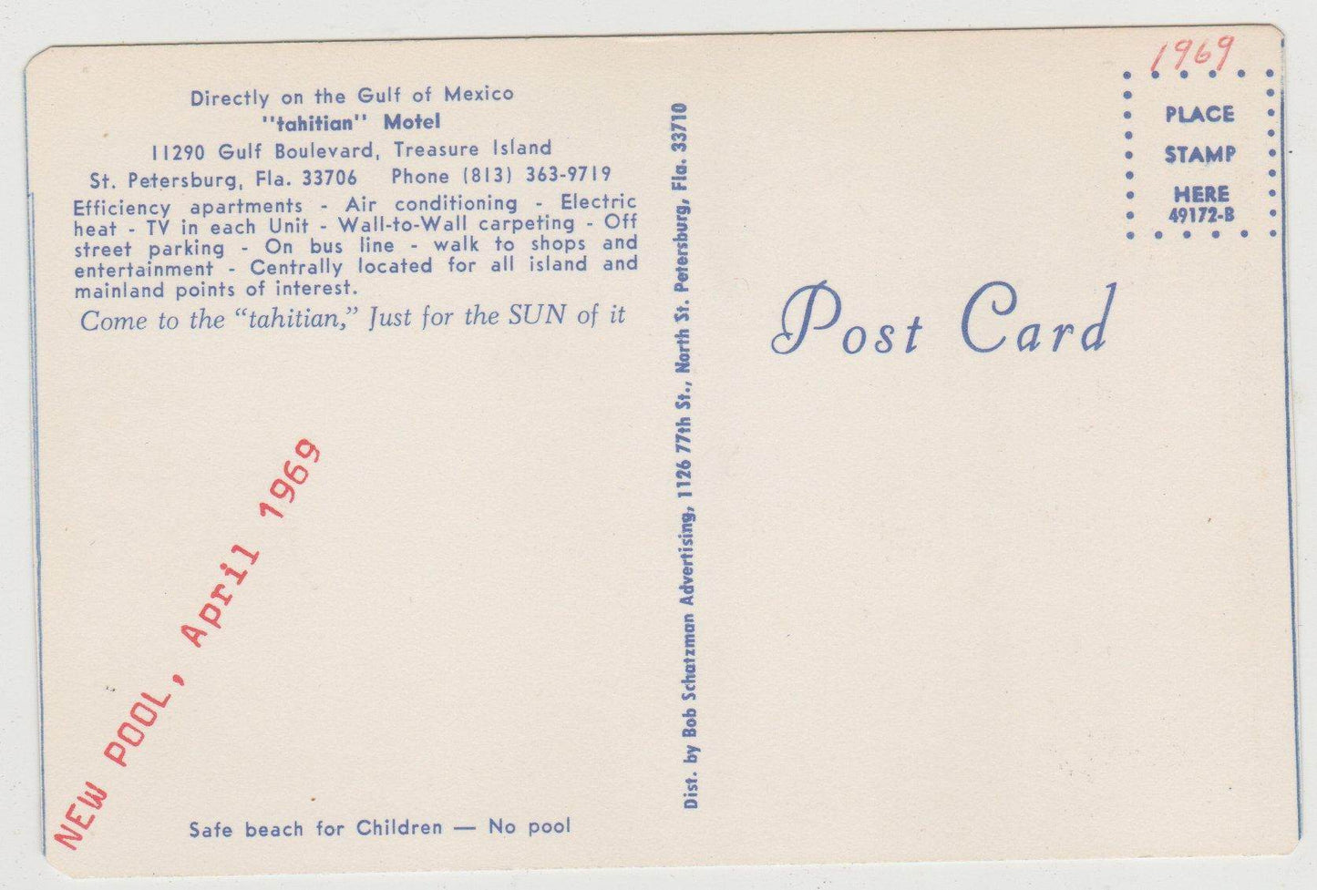 Tahitian Motel Treasure Island Gulf Blvd St Petersburg Florida 1969 - TulipStuff