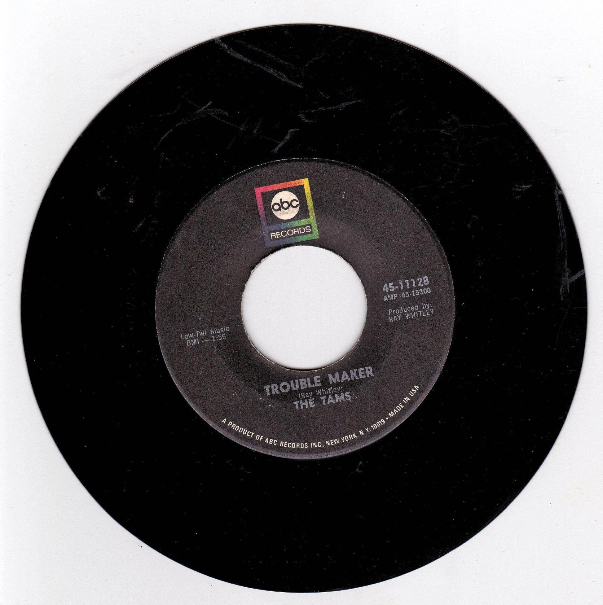 The Tams Trouble Maker / Laugh At The World 7" Vinyl Record 1968 - TulipStuff