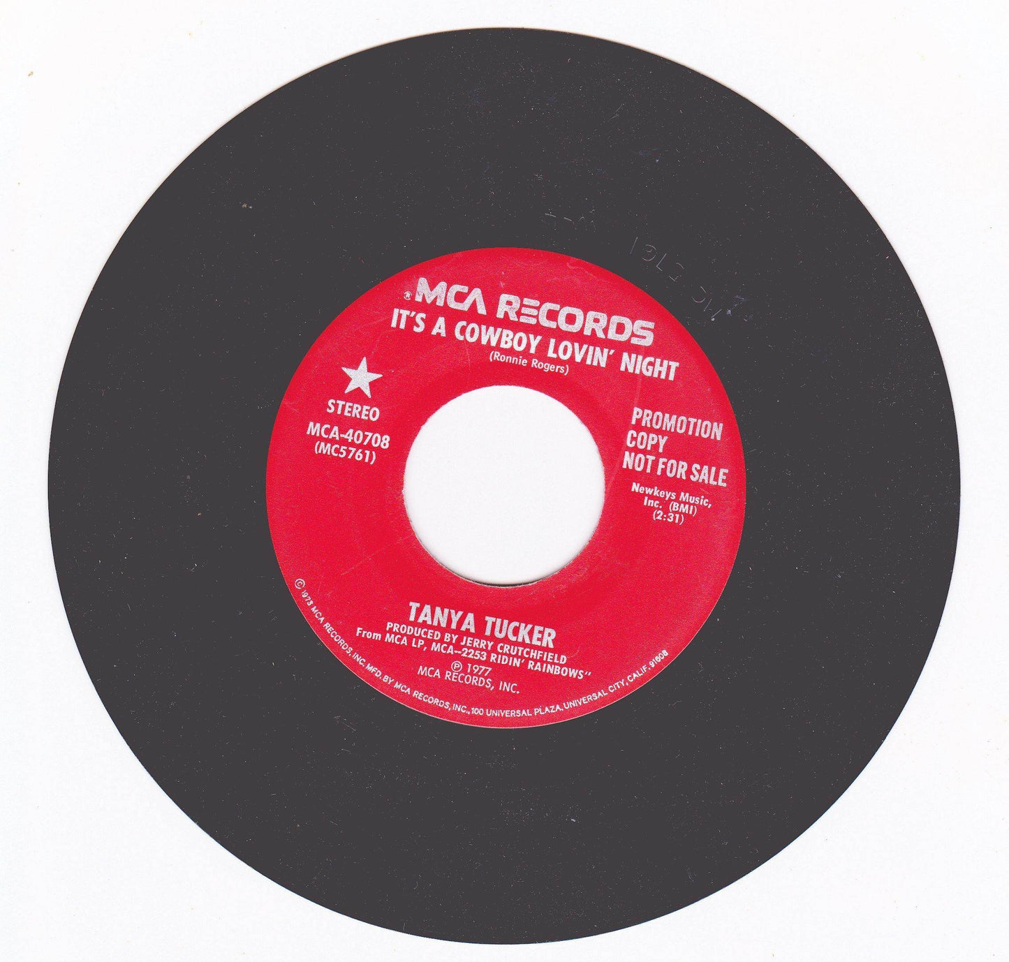 Tanya Tucker It's A Cowboy Lovin' Night 7" Vinyl Record Promo 1977 - TulipStuff