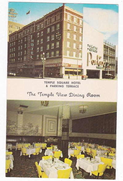 Temple Square Hotel and Dining Room Salt Lake City Utah 1950's Postcard - TulipStuff