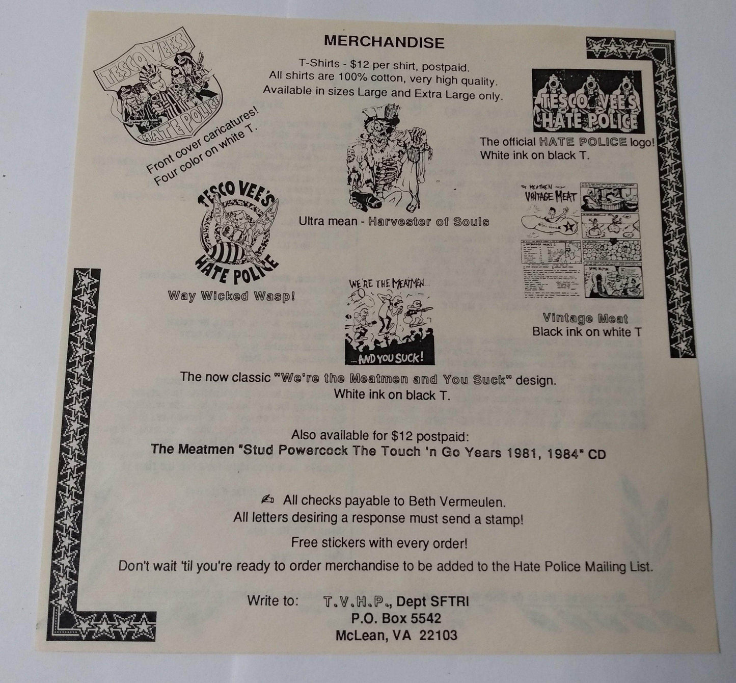 Tesco Vee's Hate Police Crime Pays The Bills Punk 7" EP Red Vinyl 1991 - TulipStuff