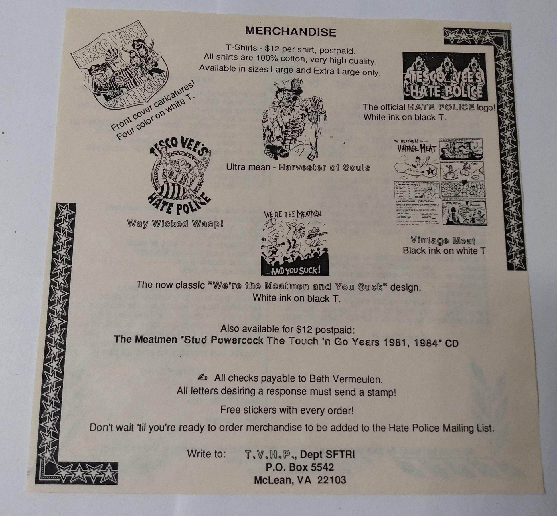 Tesco Vee's Hate Police Crime Pays The Bills Punk 7" EP Red Vinyl 1991 - TulipStuff