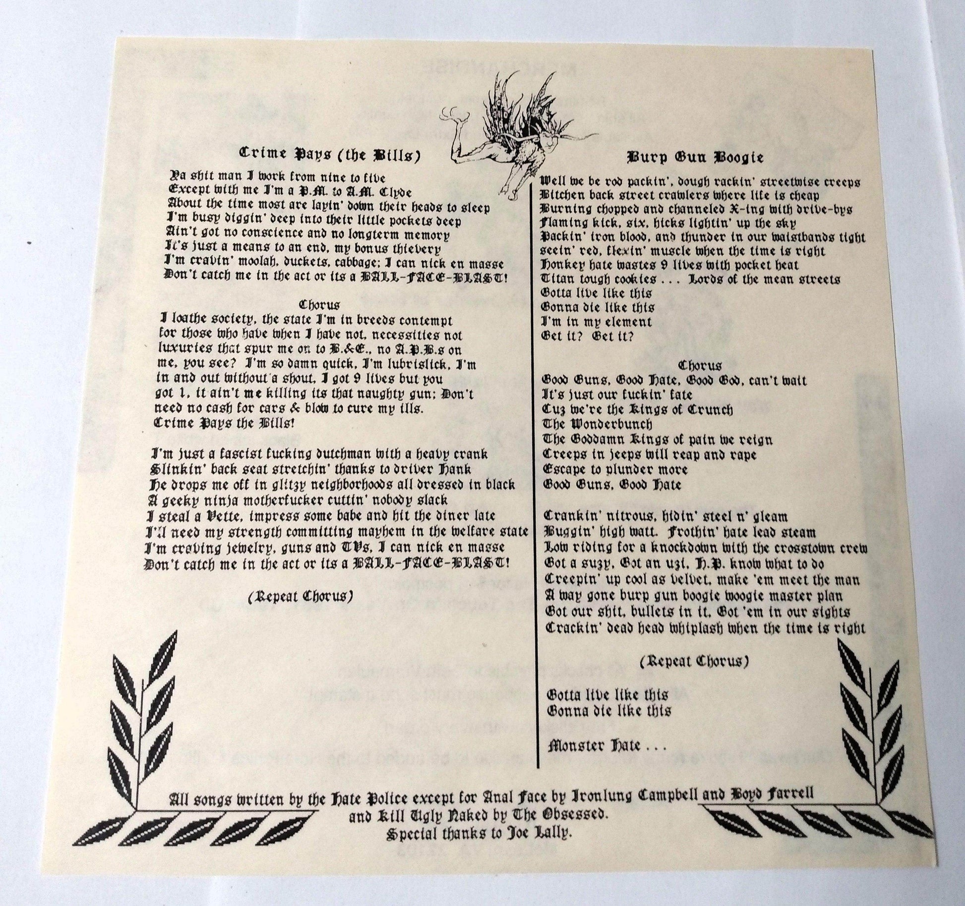 Tesco Vee's Hate Police Crime Pays The Bills Punk 7" EP Red Vinyl 1991 - TulipStuff