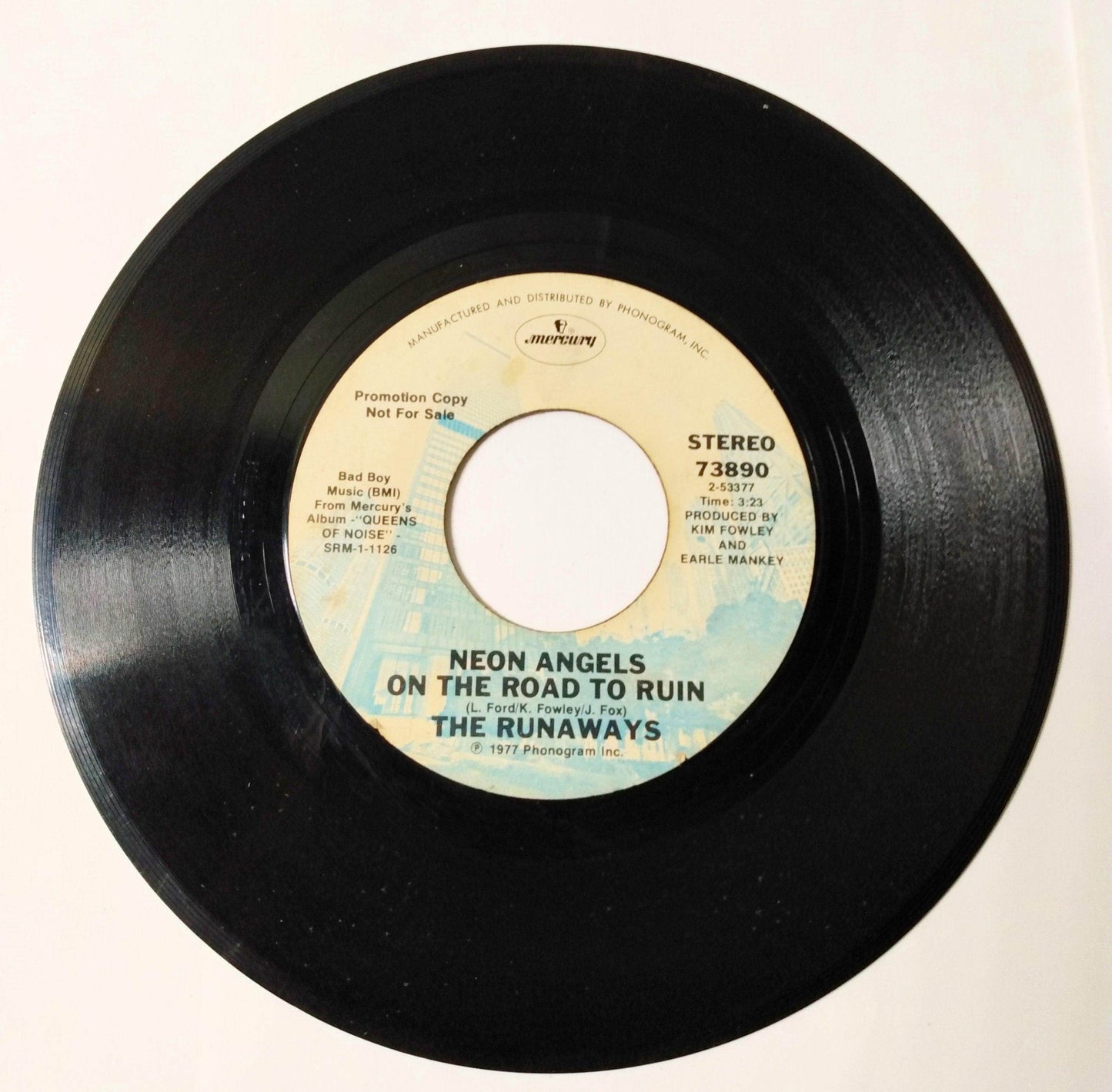 The Runaways Heartbeat / Neon Angels On The Road To Ruin 7" Promo 1977 - TulipStuff