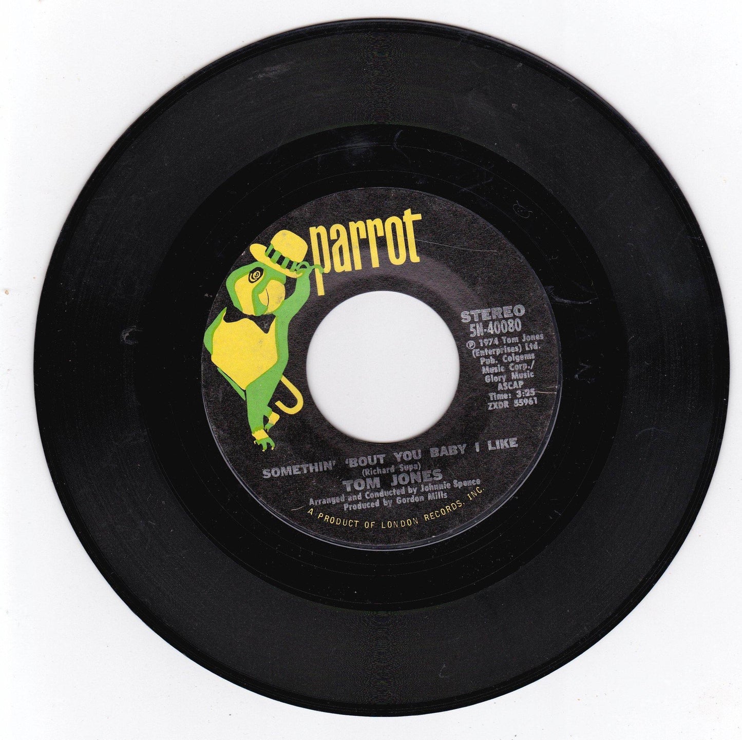 Tom Jones Somethin Bout You Baby I Like 7" Vinyl Parrot 1974 - TulipStuff