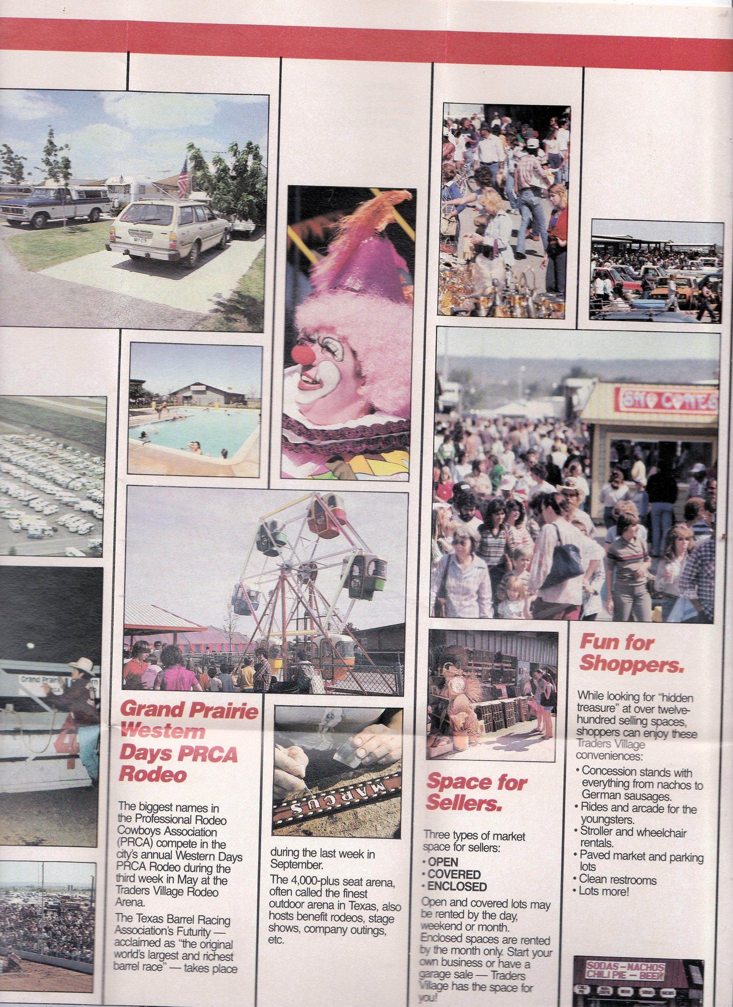 Traders Village Flea Market RV Park Grand Prairie Texas 1982 Brochure - TulipStuff