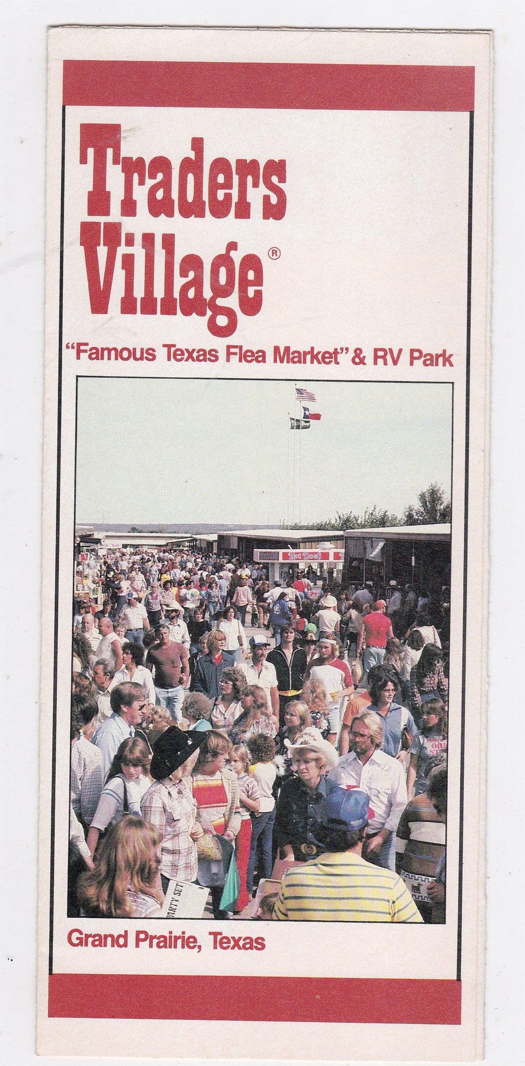 Traders Village Flea Market RV Park Grand Prairie Texas 1982 Brochure - TulipStuff