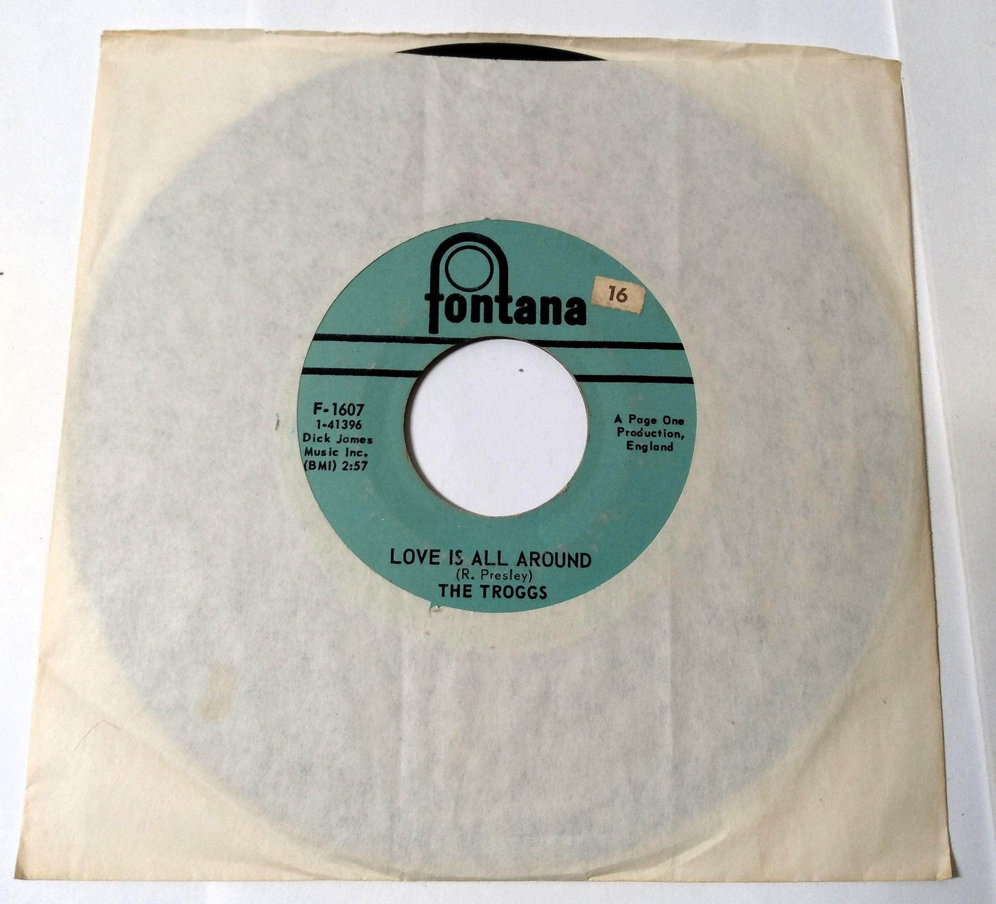 The Troggs Love Is All Around / When Will The Rain Come Vinyl 7" 1967 - TulipStuff