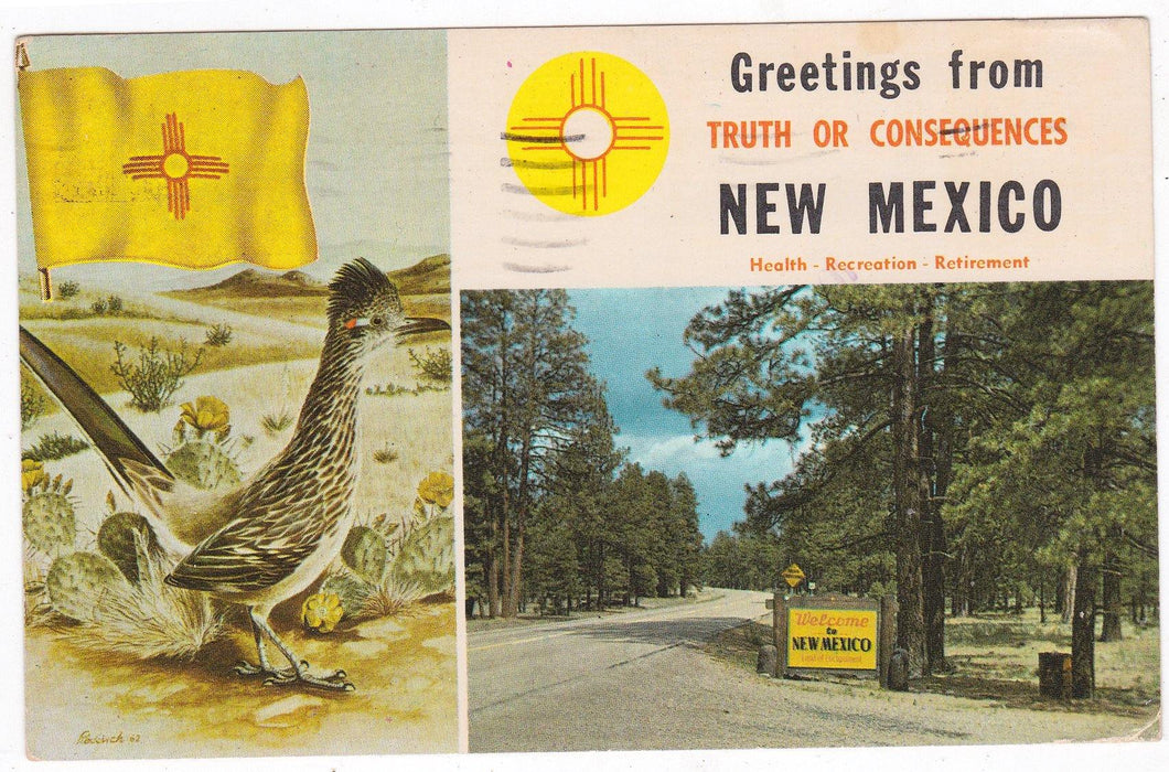 Greetings from Truth or Consequences New Mexico 1968 Postcard - TulipStuff