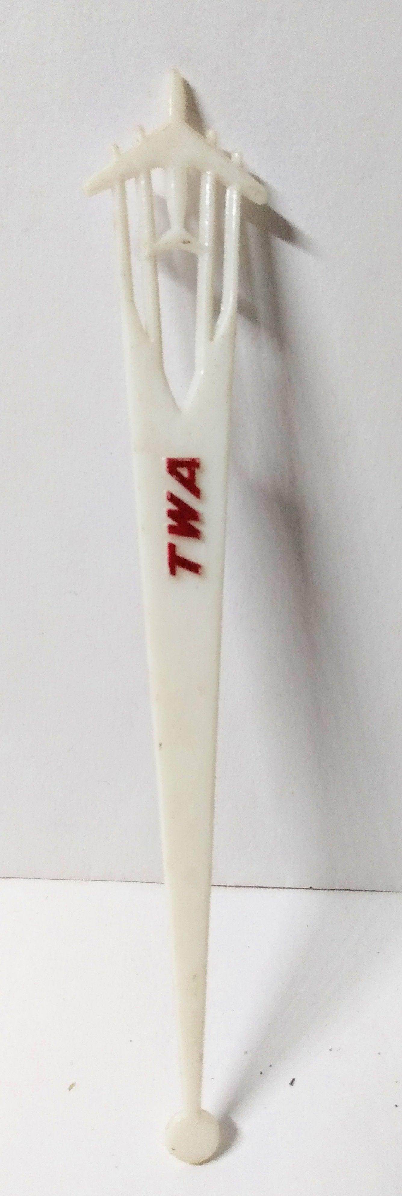 TWA Trans World Airlines 707 Jet Airplane Swizzle Stick Early 1960's - TulipStuff
