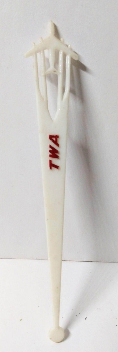 TWA Trans World Airlines 707 Jet Airplane Swizzle Stick Early 1960's - TulipStuff