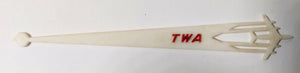 TWA Trans World Airlines 707 Jet Airplane Swizzle Stick Early 1960's - TulipStuff
