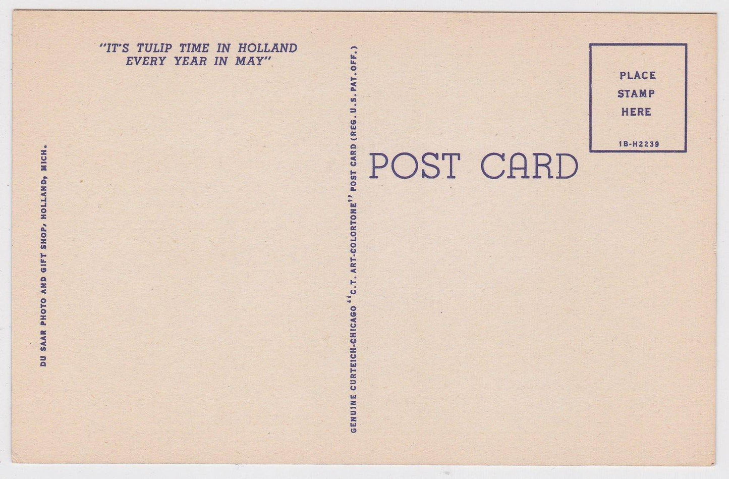 It's Tulip Time In Holland Michigan Early 1940's Linen Postcard - TulipStuff