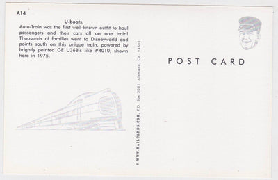 Auto-Train GE U36B Passenger Train Locomotive Postcard - TulipStuff
